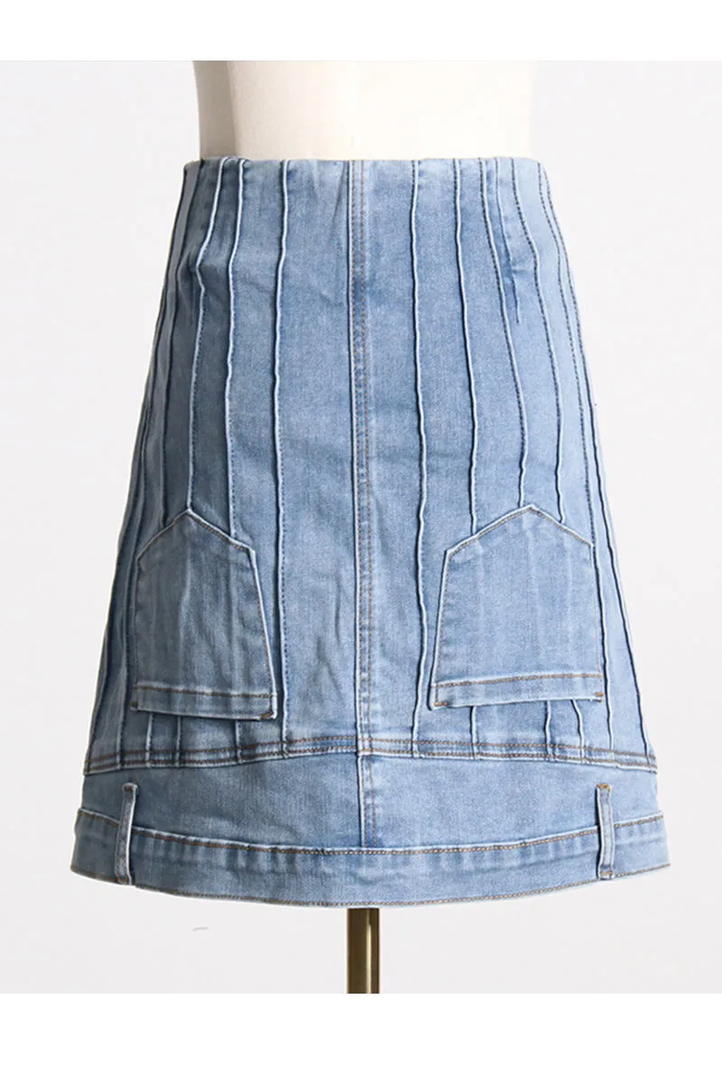 QD678 Denim Mini Skirt