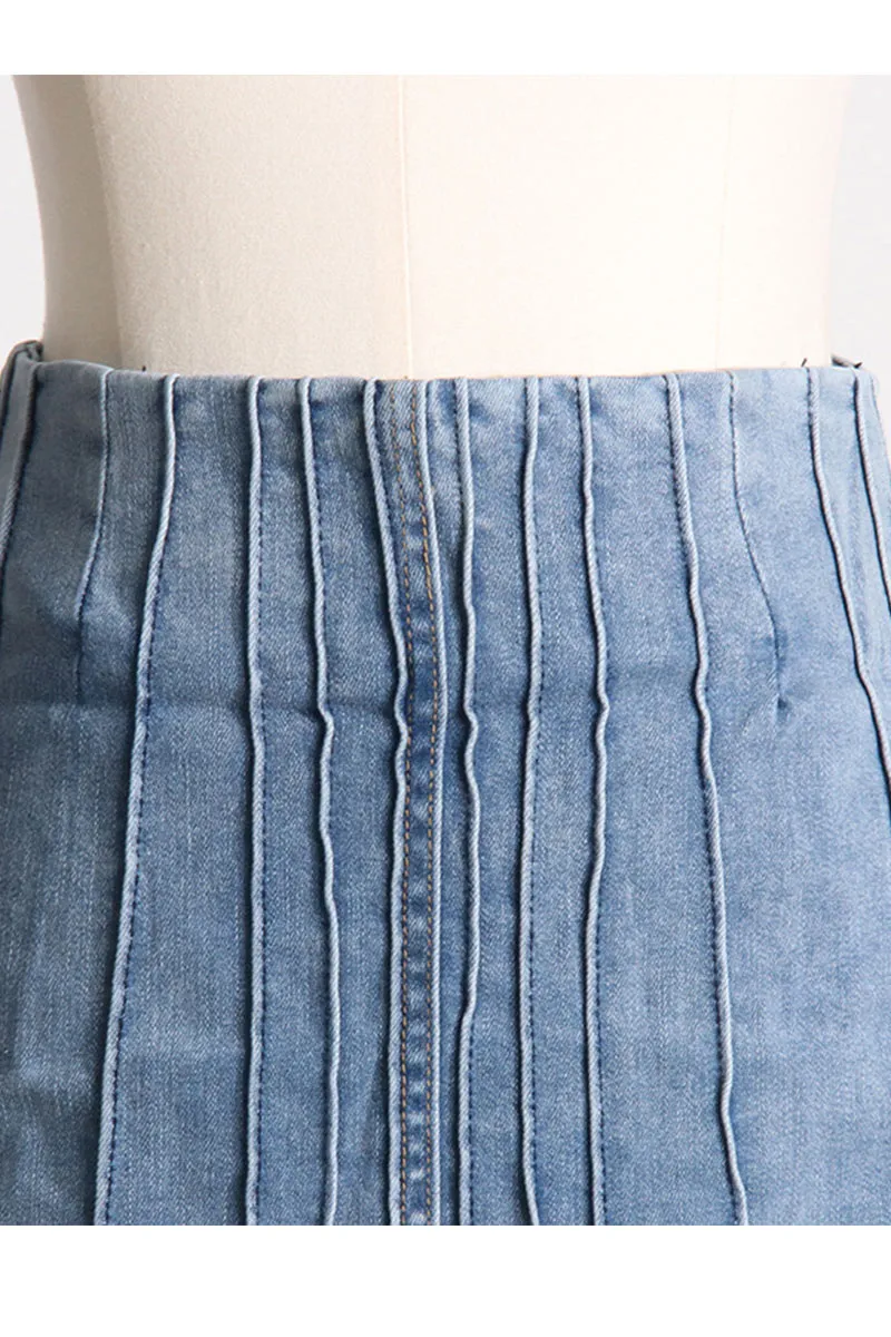 QD678 Denim Mini Skirt