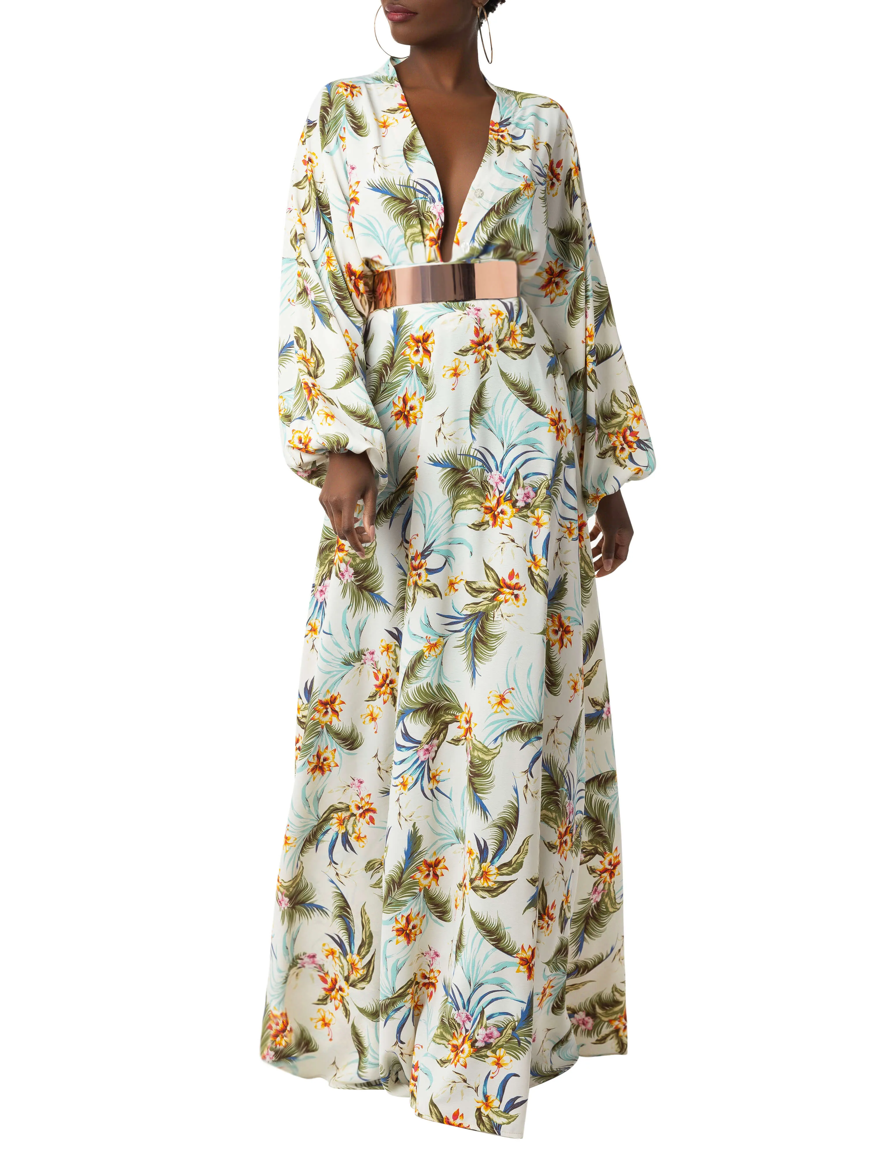 "Azalea" Ivory Print Maxi Skirt