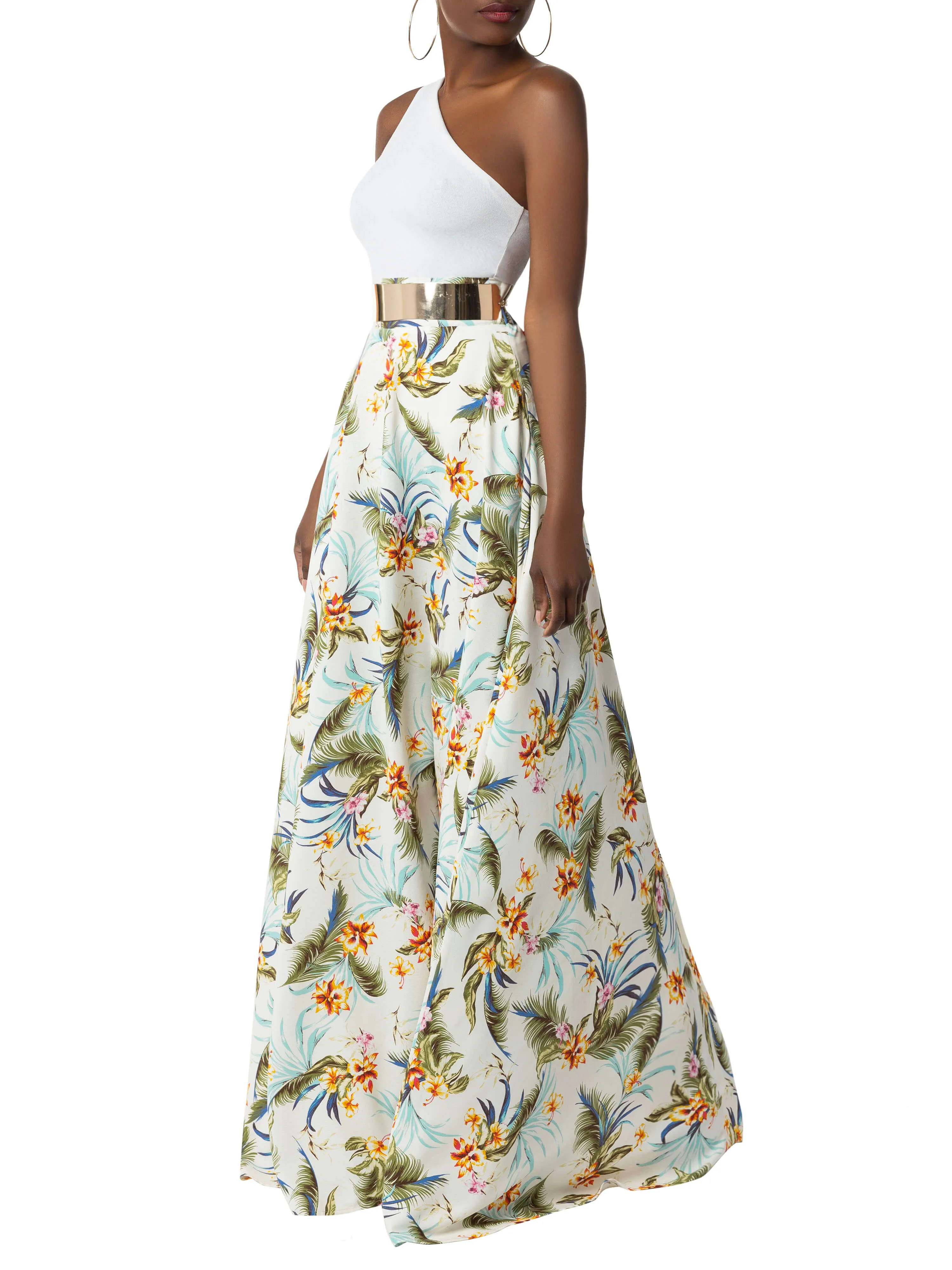 "Azalea" Ivory Print Maxi Skirt