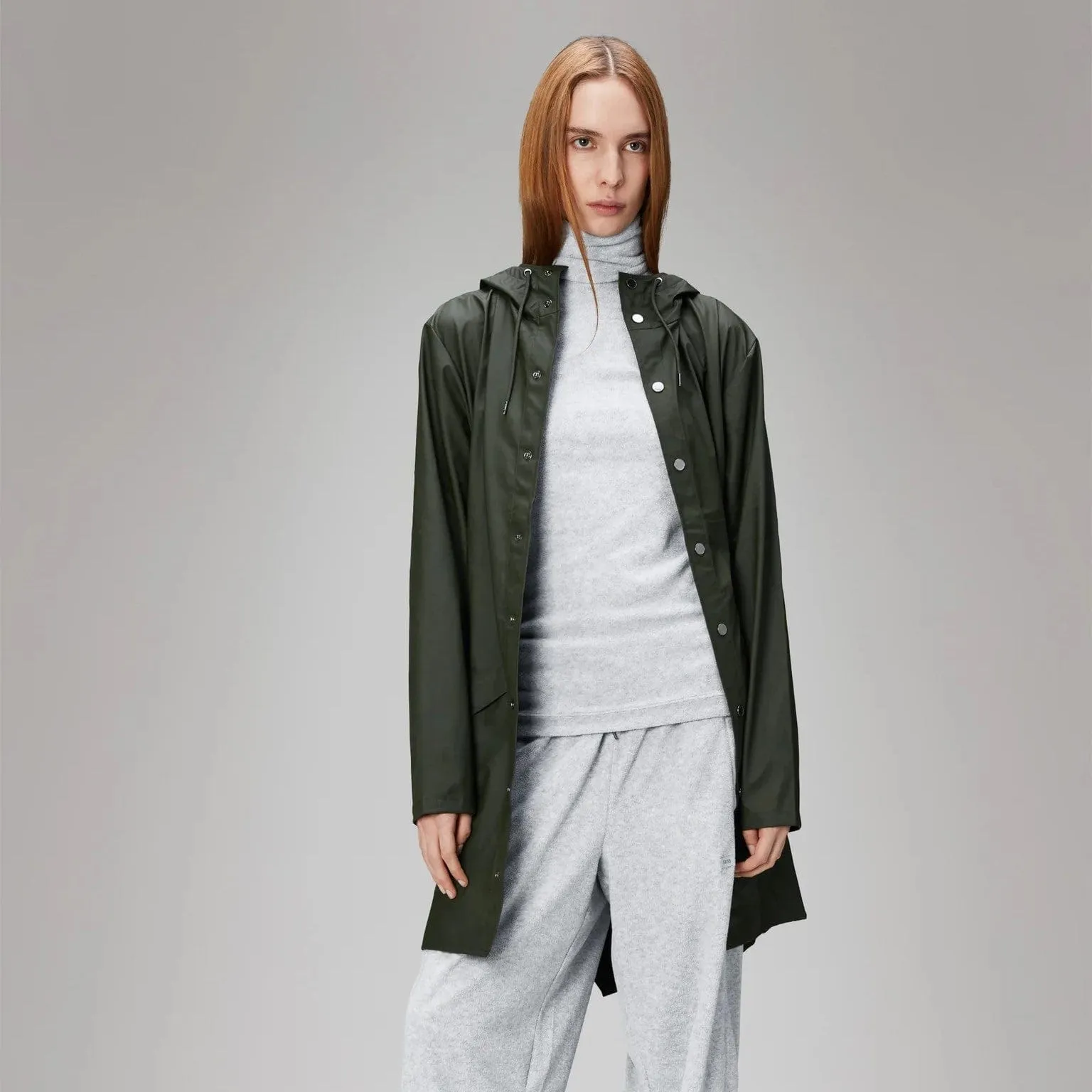 Rains Long Jacket in Green