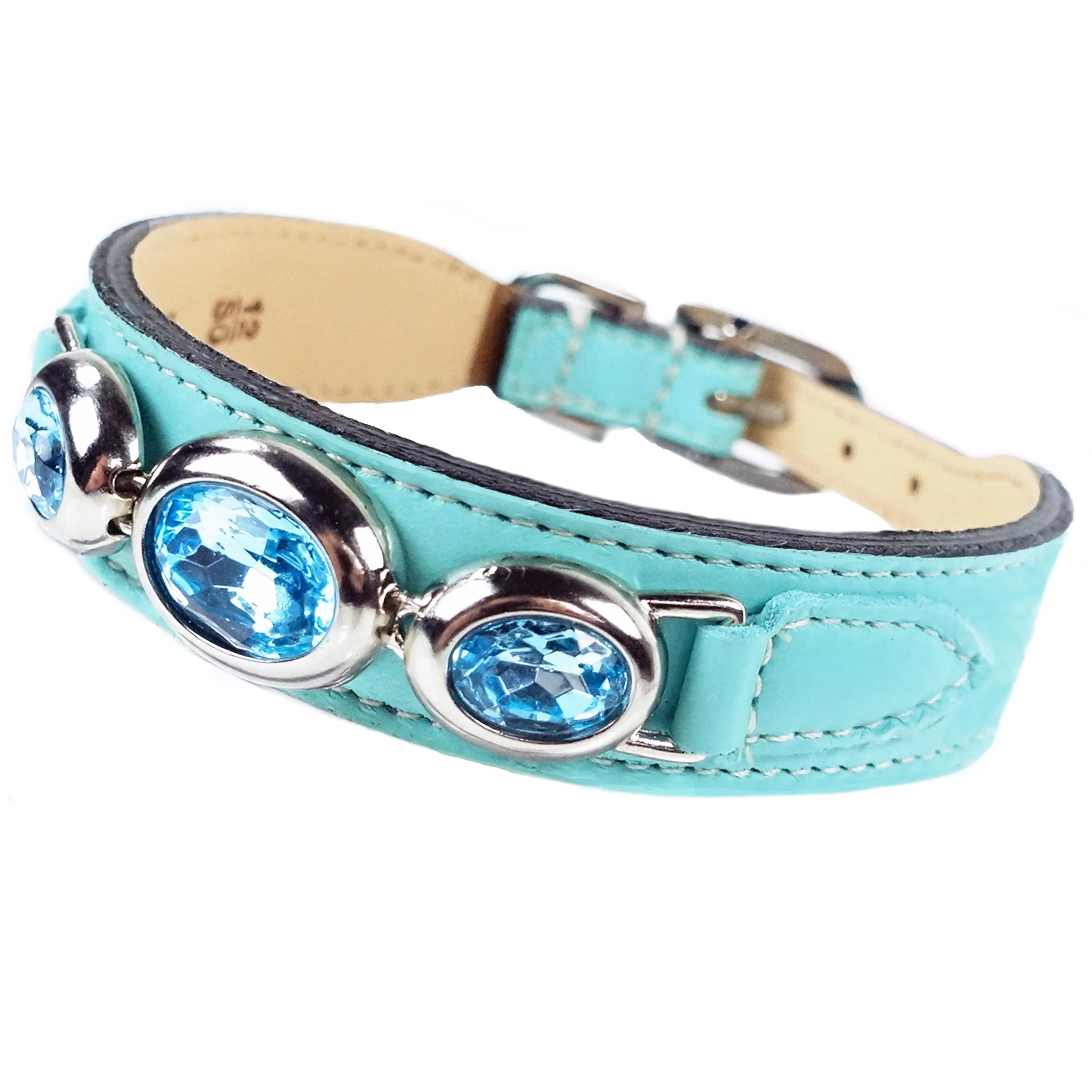Regency Dog Collar in Turquoise & Nickel