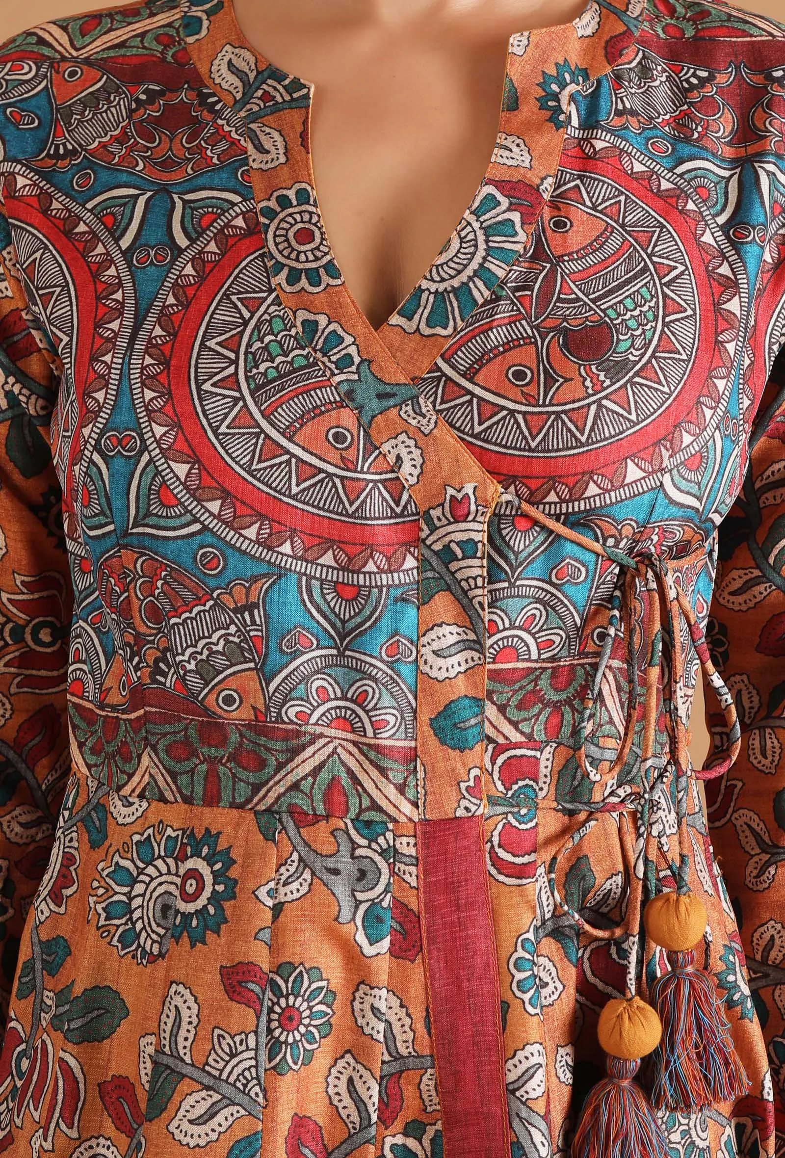 Saarang Allover Kalamkari Angrakha Kurta