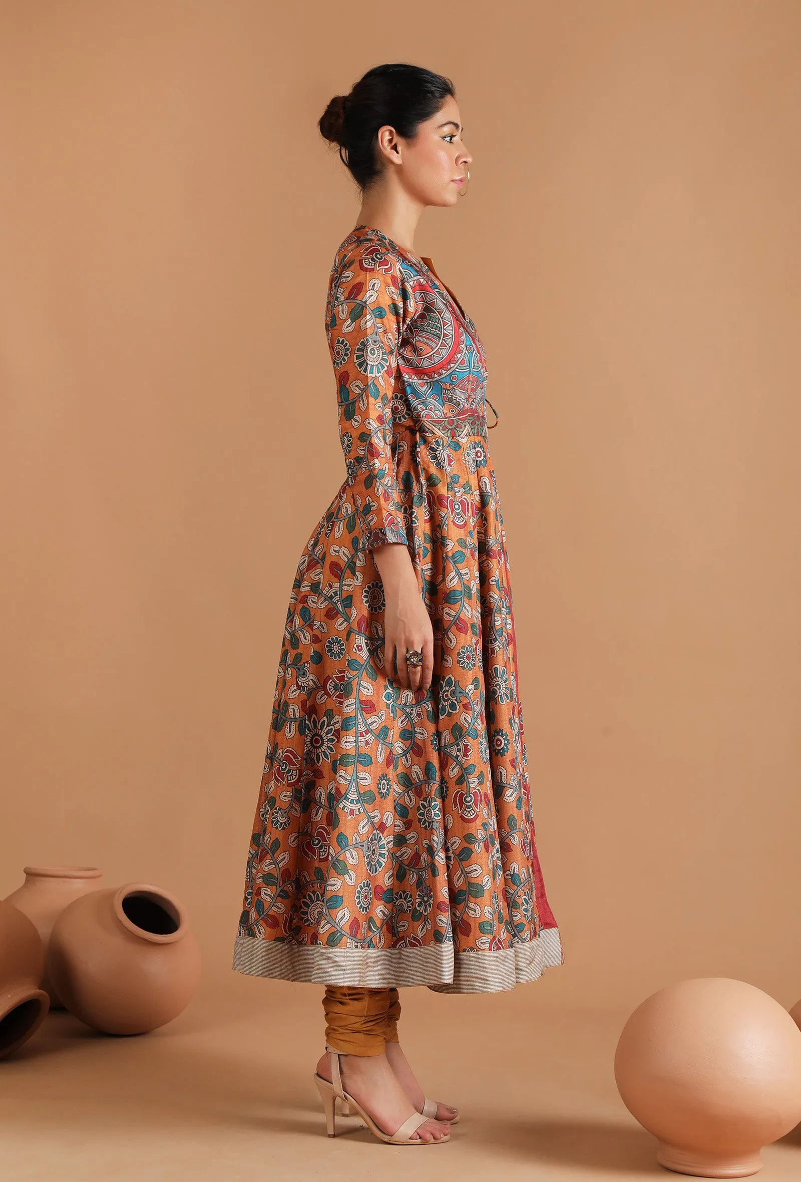 Saarang Allover Kalamkari Angrakha Kurta