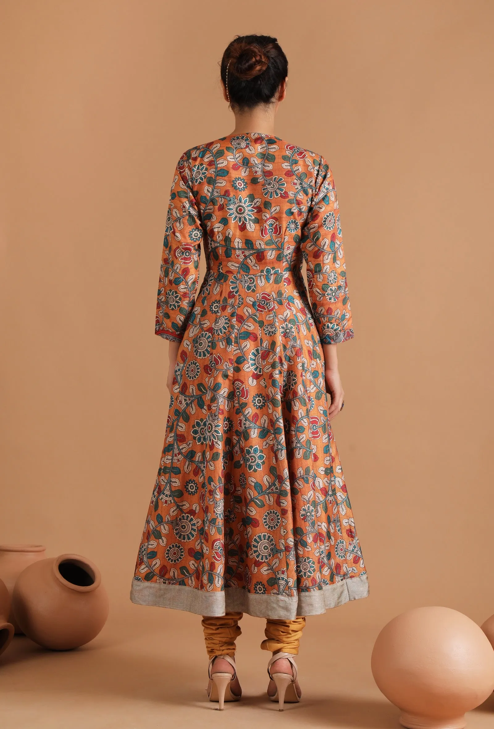 Saarang Allover Kalamkari Angrakha Kurta