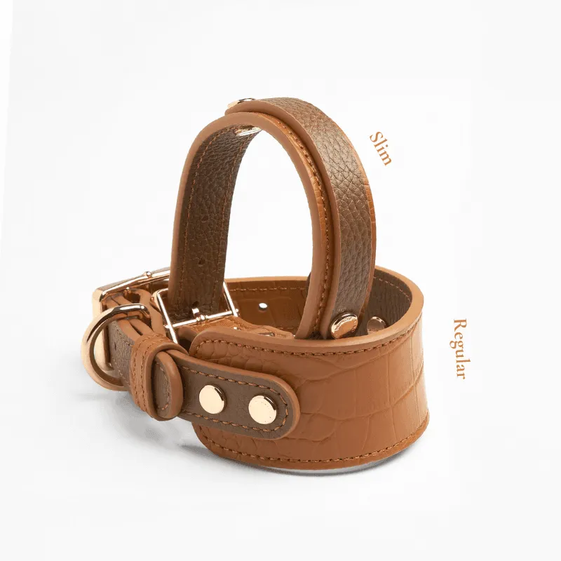 Slim Amber Leather Collar