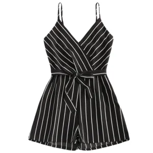 Striped Sleeveless Black Jumpsuit