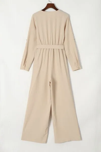 Stylish Serenity Long Sleeve Wide Leg Jumpsuit