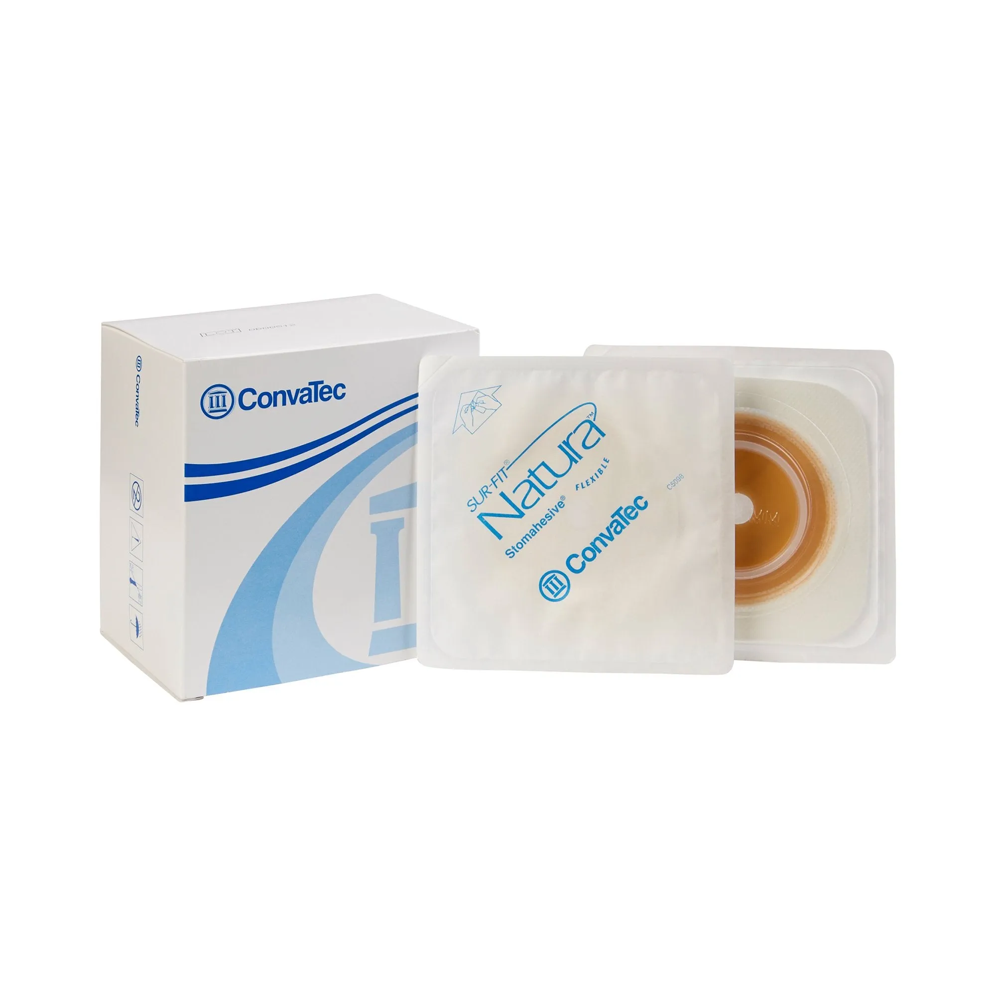 Sur-Fit Natura® Colostomy Barrier With Up to 1-1¼ Inch Stoma Opening, White