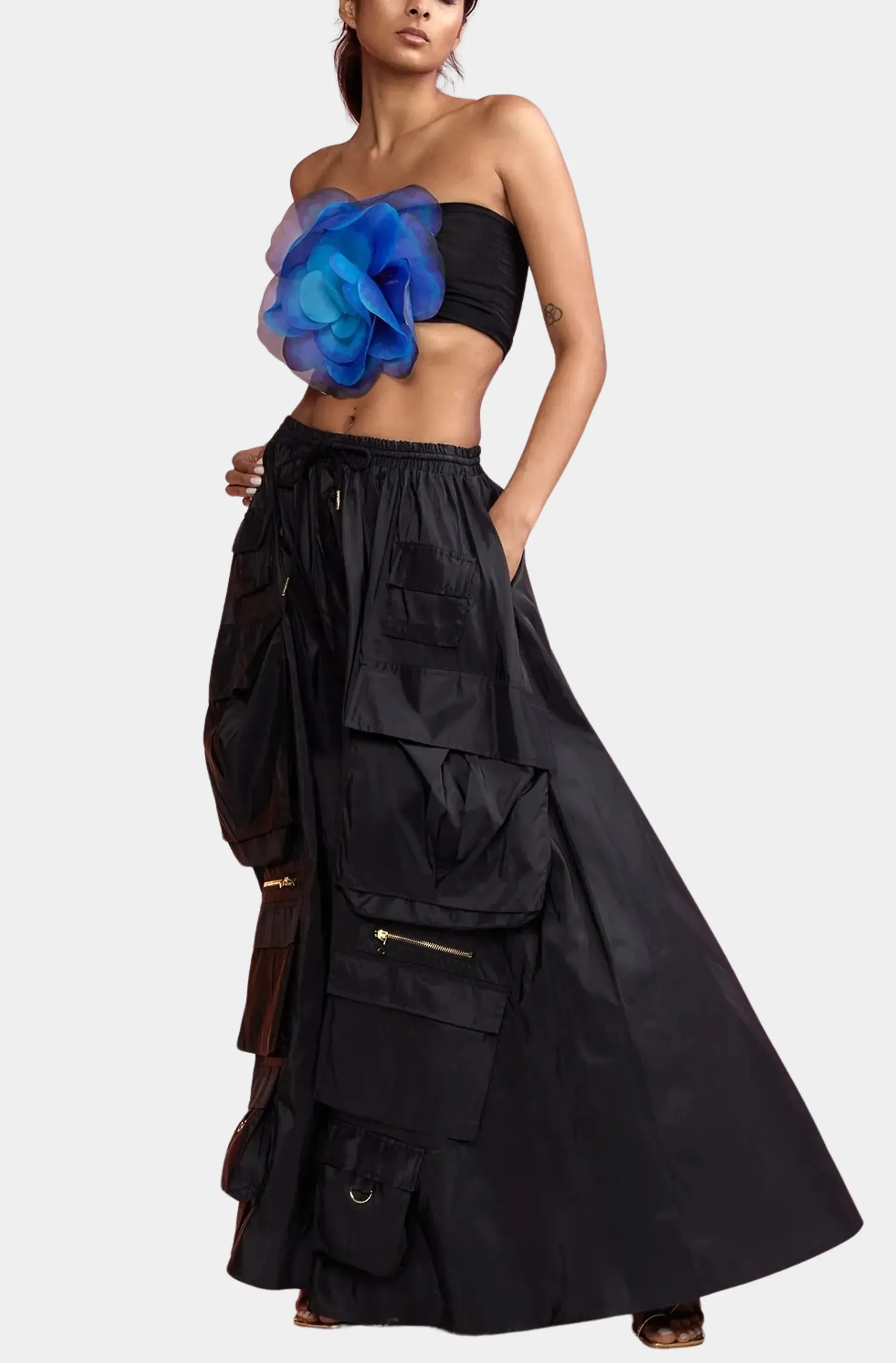 Taffeta Cargo Skirt
