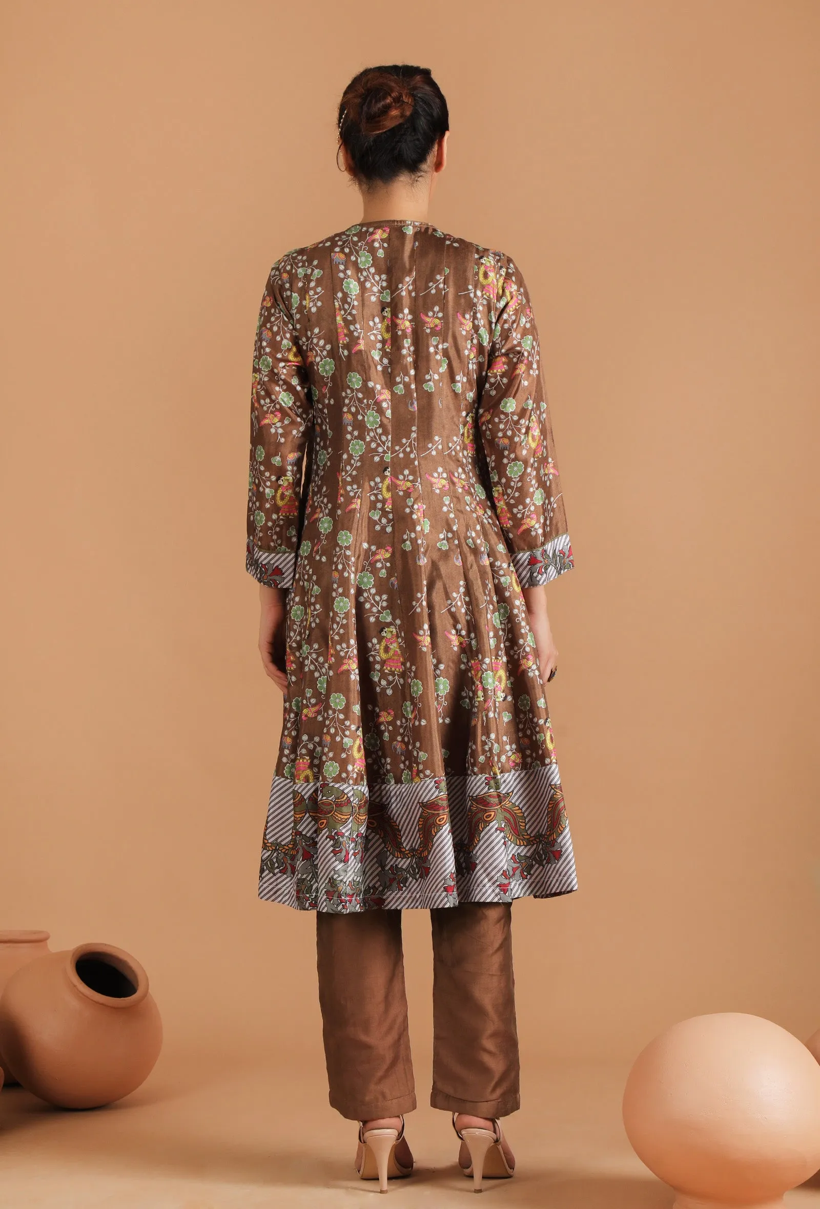 Tamali Allover Kalamkari Kalidar Flared Kurta