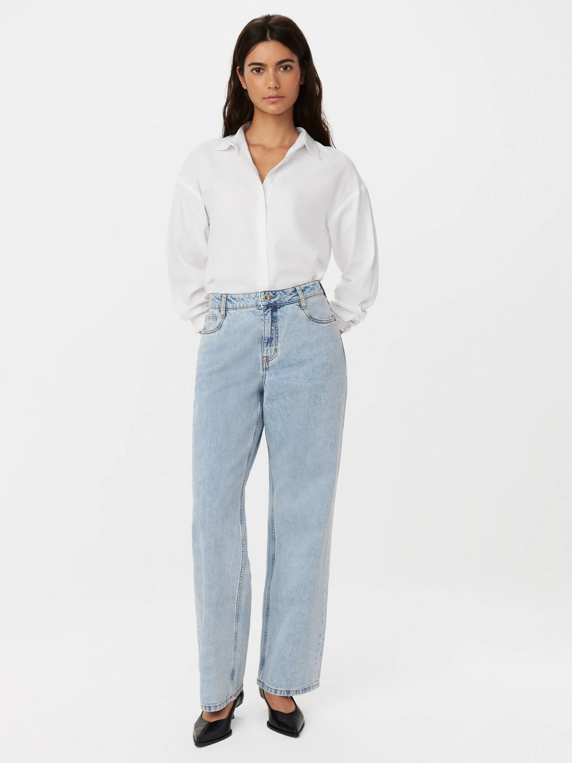 The Linen Long Sleeve Shirt in Bright White