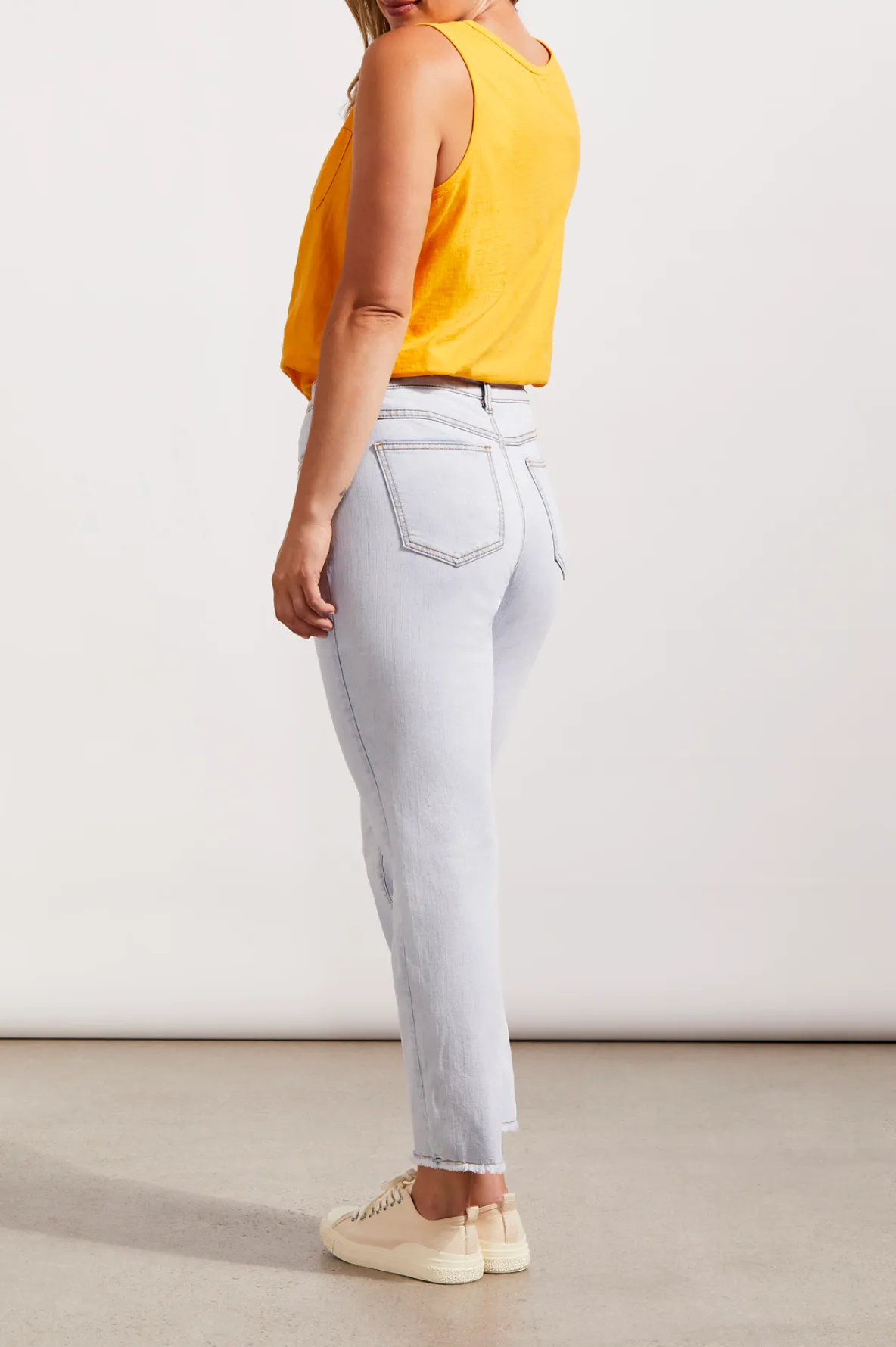 Tribal Blue-White 5 pkt Ankle Girlfriend Jeans