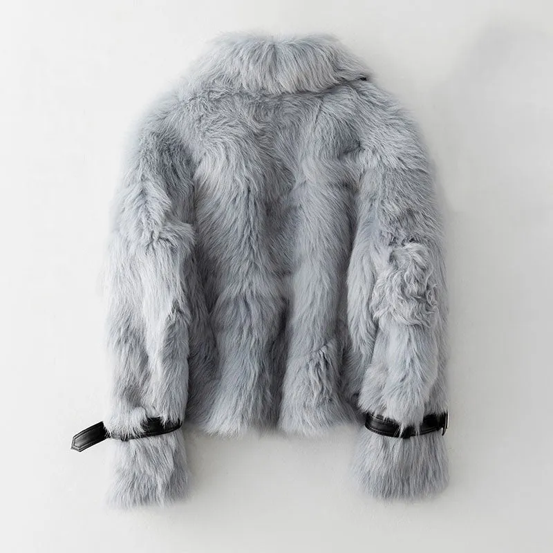 Women's Autumn/Winter Casual Thick Short Coat With Sheep Fur