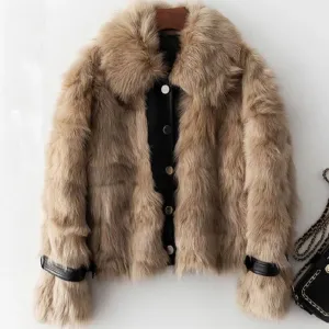 Women's Autumn/Winter Casual Thick Short Coat With Sheep Fur