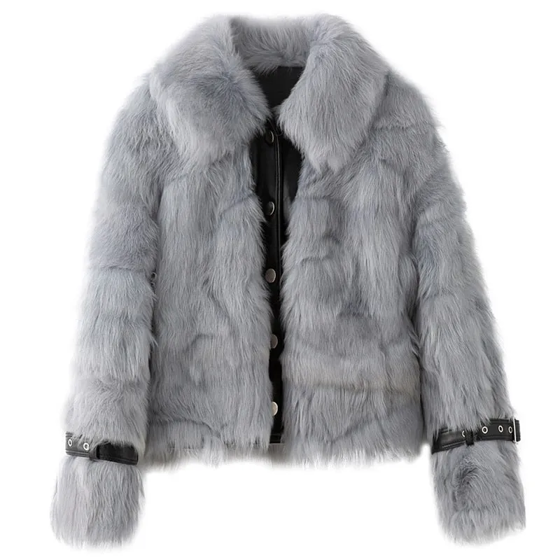 Women's Autumn/Winter Casual Thick Short Coat With Sheep Fur