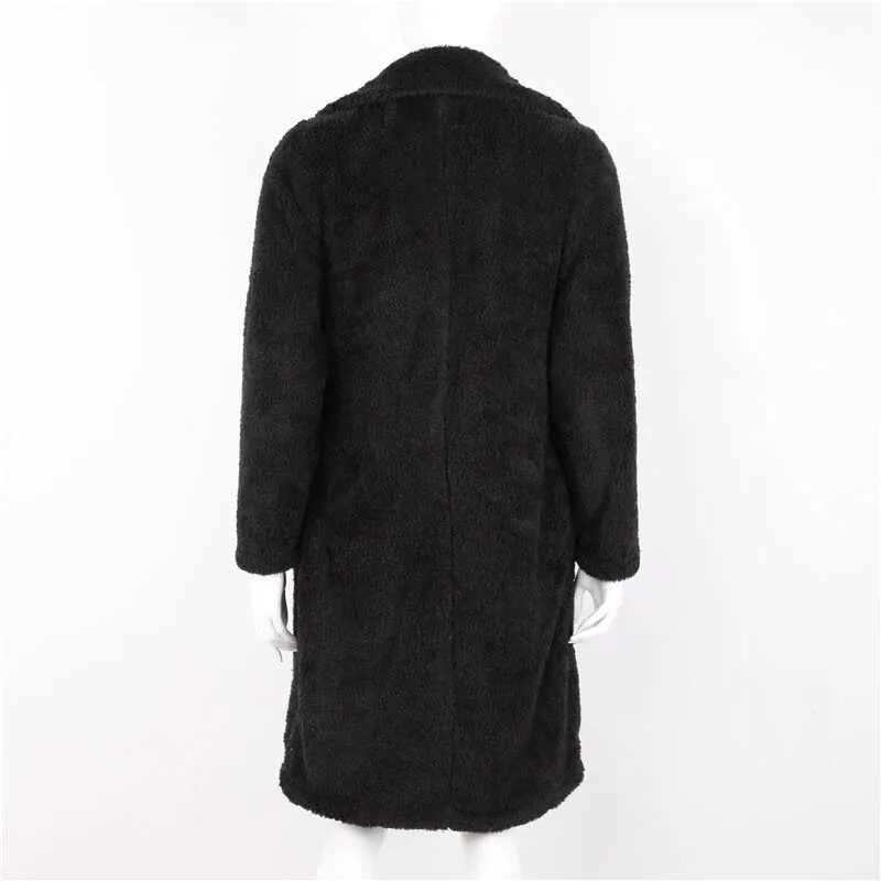 Women's Autumn/Winter Soft Plush Warm Faux Lamb's Fur Long Coat