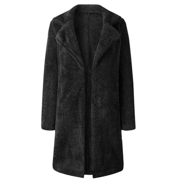 Women's Autumn/Winter Soft Plush Warm Faux Lamb's Fur Long Coat
