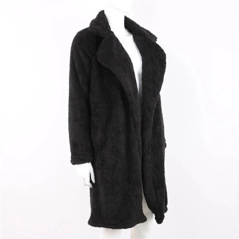 Women's Autumn/Winter Soft Plush Warm Faux Lamb's Fur Long Coat