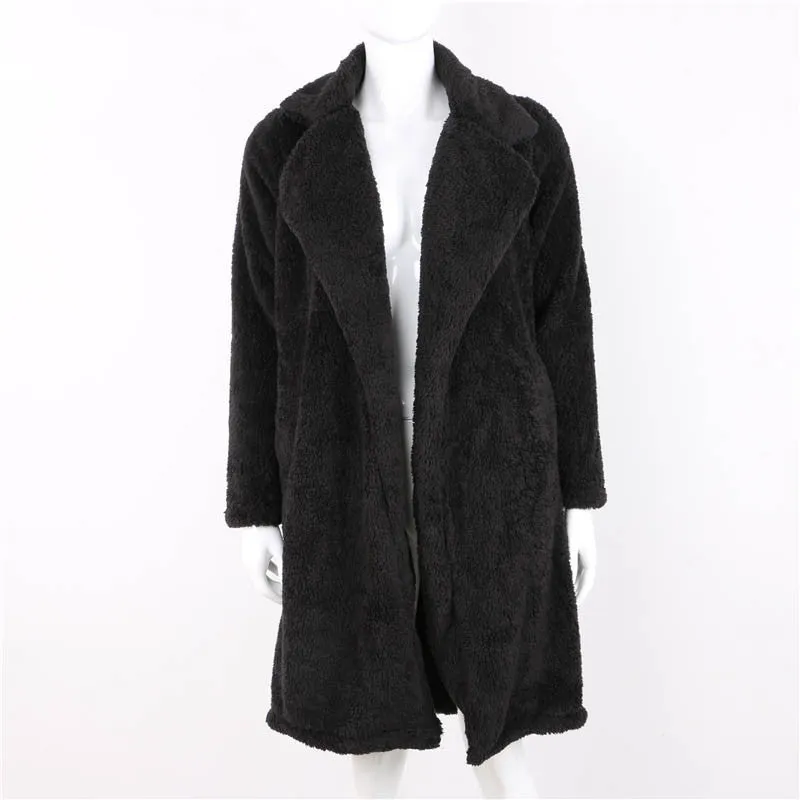 Women's Autumn/Winter Soft Plush Warm Faux Lamb's Fur Long Coat