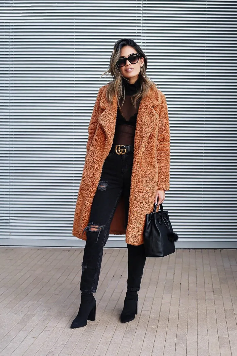 Women's Autumn/Winter Soft Plush Warm Faux Lamb's Fur Long Coat