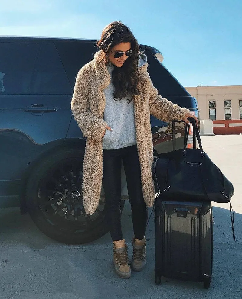 Women's Autumn/Winter Soft Plush Warm Faux Lamb's Fur Long Coat