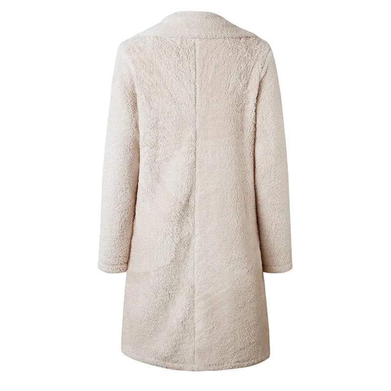 Women's Autumn/Winter Soft Plush Warm Faux Lamb's Fur Long Coat