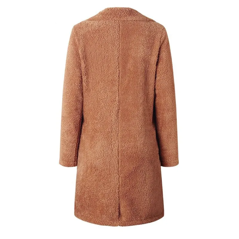Women's Autumn/Winter Soft Plush Warm Faux Lamb's Fur Long Coat
