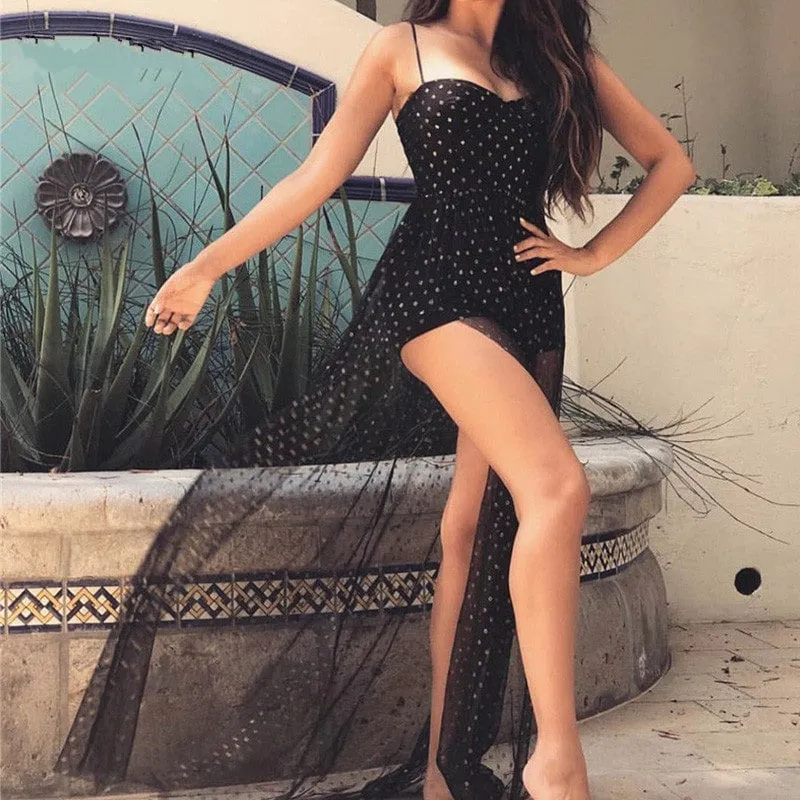 Women's Summer Mesh A-Line High-Waist Long Dress