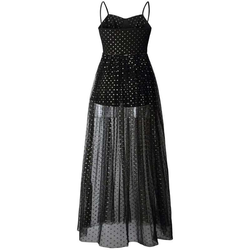 Women's Summer Mesh A-Line High-Waist Long Dress
