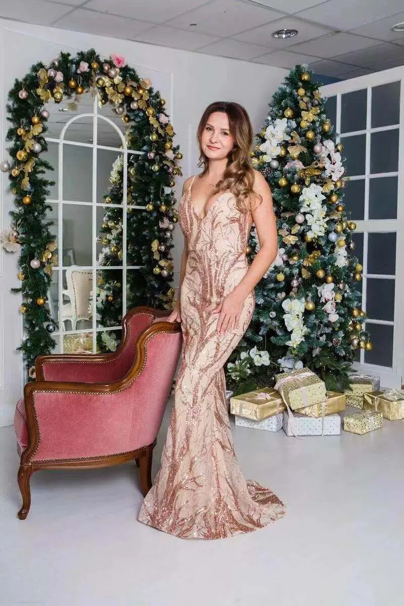 Women's Summer Off-Shoulder V-Neck Sequin Dress