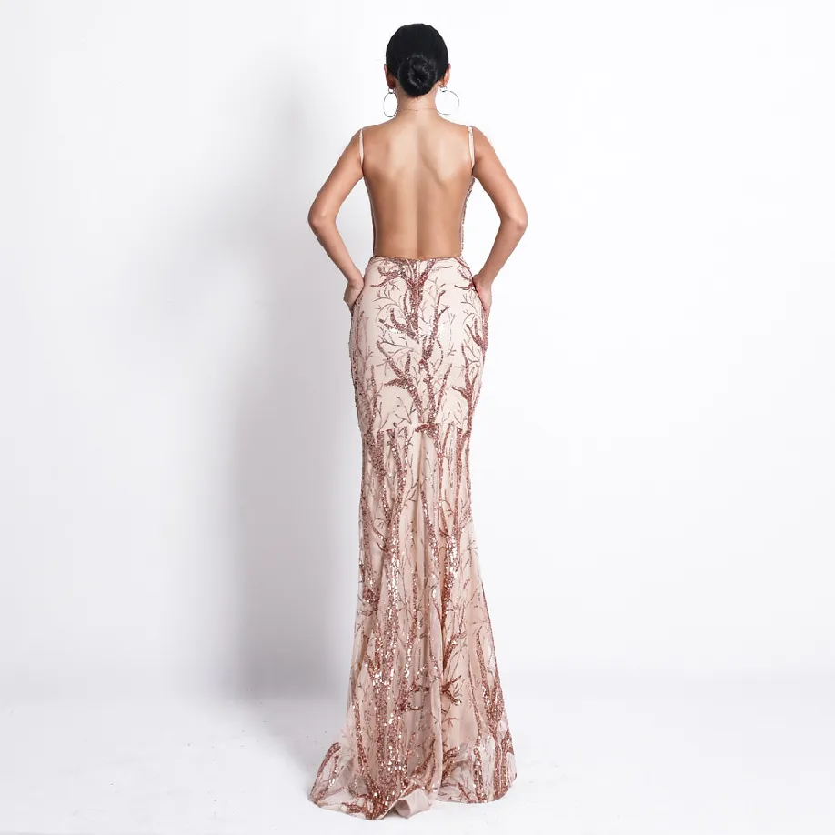 Women's Summer Off-Shoulder V-Neck Sequin Dress