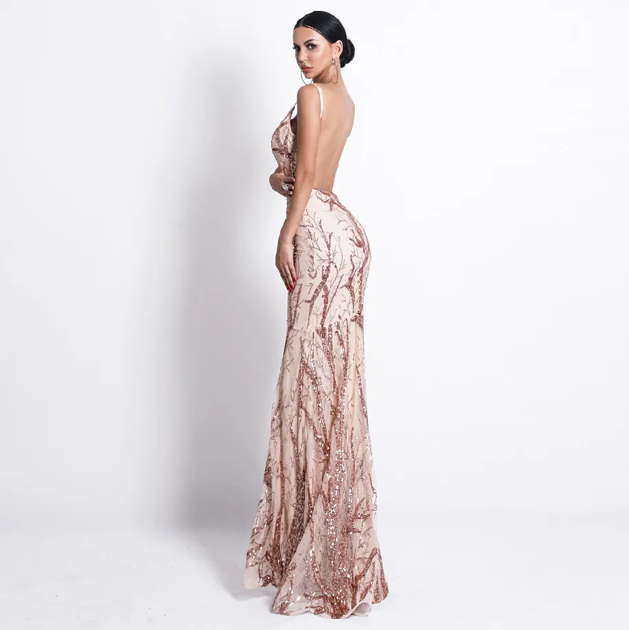 Women's Summer Off-Shoulder V-Neck Sequin Dress