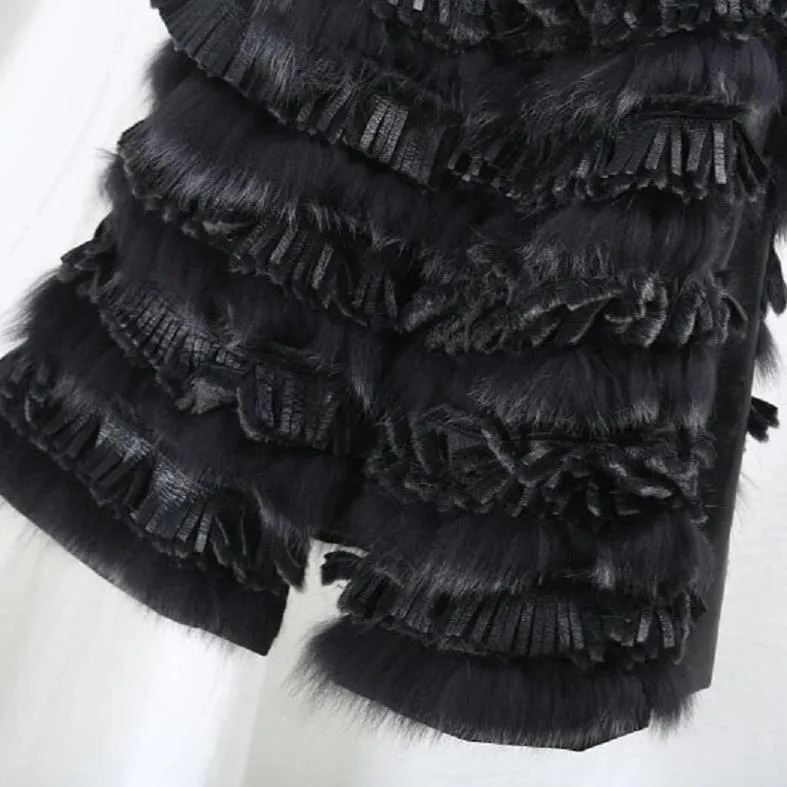 Women's Winter Thick Slim Vest With Raccoon Fur